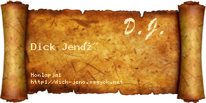 Dick Jenő névjegykártya